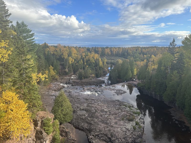 Rocky river gorge with fall color near Gooseberry Falls