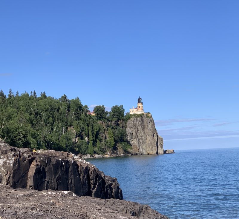 Split Rock Lighthouse on its cliff above Lake Superior
